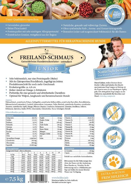 Bellfor JUNIOR Freiland-Schmaus  7,5kg - getreidefrei